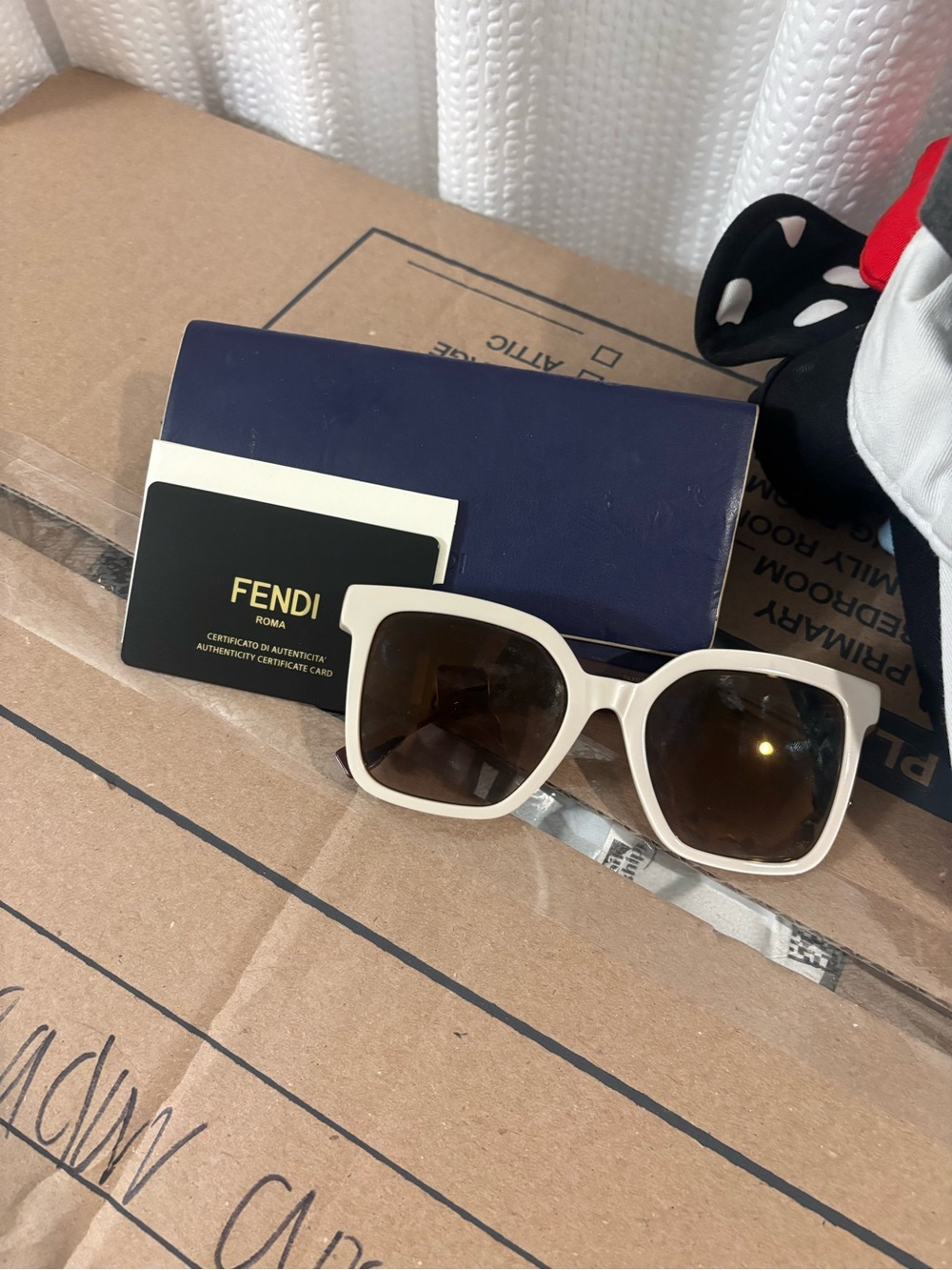 Fendi Women's White Square Frame Sunglasses